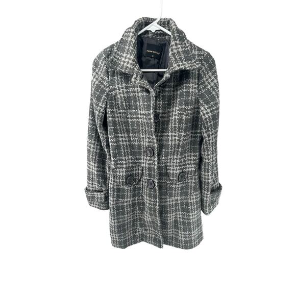 Poetry Clothing Black & White Tweed Plaid Button Down Jacket Women's Size Medium - Picture 1 of 6